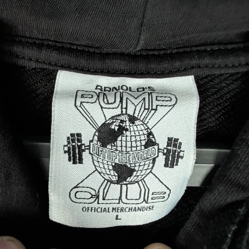 Arnold's‎ Pump Club Hoodie Men L Black Arnold Schwarzenegger Reps Bodybuilding